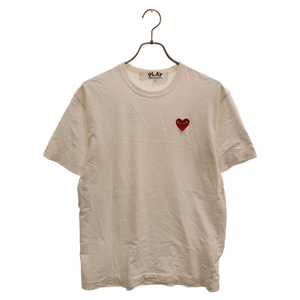 PLAY COMME des GARCONS プレイコムデギャルソン ハート刺繍ロゴ 半袖Tシャツ カットソー ホワイト AZ-T108