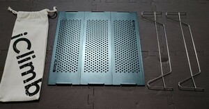 iClimb アウトドア テーブル 超軽量 折畳テーブル 天板3枚　収納袋付き (L-天板3枚, Gunmetal)　 キャンプ 