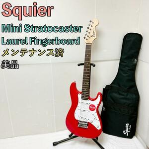 美品 Squier ミニストラトキャスター Mini エレキギター ケース付 赤