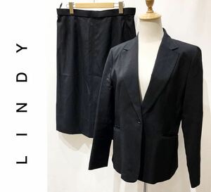 LINDY リンデイ スカート スーツ セットアップ レディース ジャケット 総裏地 スカート 大きいサイズ リクルート ビジネス ブラック