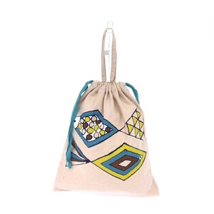 ◆mina perhonen ミナペルホネン ハンドバッグ◆ ピンク コットン×リネン 巾着 レディース bag 鞄