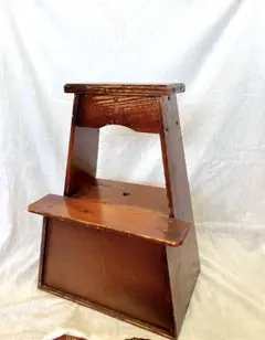 【アンティーク】木製 踏み台 物入れ付 古民具 和レトロ 古家具
