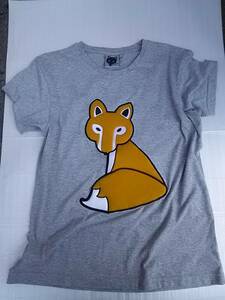【数回使用中古美品】フォックスピクセル FOX PIXIEL Tシャツ ライトグレー 灰色 キツネ 狐 レディース Mサイズ 浮き出るキツネ