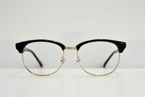 鯖江眼鏡　ヴィンテージ　メガネフレーム　手作り　クラシック　サーモント　ブラックゴールド　新品未使用