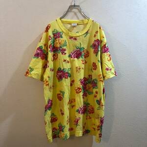 BENETTON/ベネトン 半袖花柄Tシャツ イエロー 黄色 メンズ M