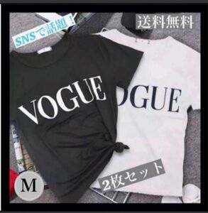 VOGUE 可愛いプリント Tシャツ　SNS人気　海外セレブ 黒白 Mサイズ 半袖Tシャツ