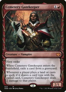 え赤 墓所の門番 1枚（4枚在庫x 英 良品 VOW吸血鬼の牙Showcase）/Cemetery Gatekeeper（MTG /イニストラード：真紅の契り/Innistrad: Crim