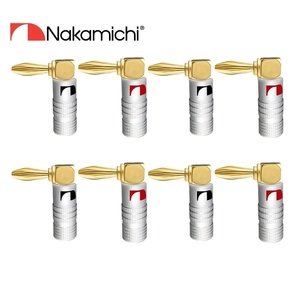 ナカミチ Nakamichi バナナプラグ L型 24K金メッキ アルミメタルシェル スピーカー ケーブル コネクター 8本 E119