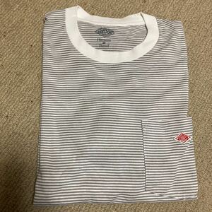  [DANTON/ダントン] クルーネック ボーダーポケットＴシャツ 44 XL 中古美品 半袖Tシャツ 