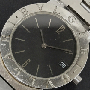 BVLGARI ブルガリブルガリ デイト クォーツ 腕時計 BB30SS ボーイズサイズ ブラック文字盤 未稼働品 純正ブレス