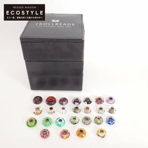 1円 TROLLBEADS トロールビーズ ガラスビーズ×25点 アース スノードロップ ハーモニーファセット ホワイトストライプ