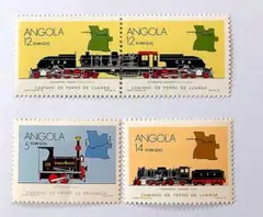 外国切手　アンゴラ　鉄道　4種　1990年