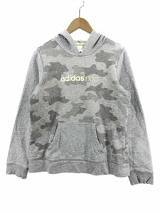 adidas アディダス 総柄 プルオーバー パーカー sizeL/グレー ◇■ ☆ djc3 レディース