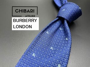 【新古品】BURBERRY LONDON　バーバリーロンドン　全面ロゴ＆ドット柄　ネクタイ　3本以上送料無料　ブルーネイビー　0503102