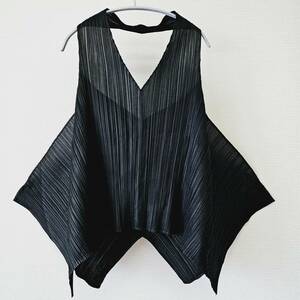 319☆ PLEATS PLEASE ISSEY MIYAKE プリーツプリーズ 変形 ホルター チュニック ブラック 3