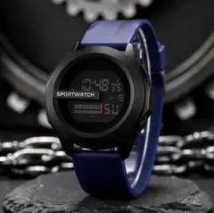 T0477 新品 x3wlu3 男女兼用 防水 スポーツ デジタル 腕時計 青