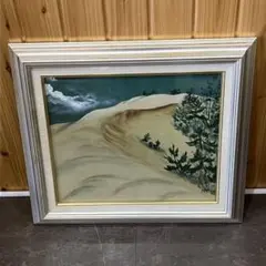 【絵画/鳥取砂丘　冬景色】油絵　風景画　額縁　インテリア