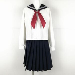 1円 セーラー服 スカート 上下3点セット カンコー 中間服 白3本線 女子 学生服 佼成学園女子中学高校 白 制服 中古 ランクC EY9677