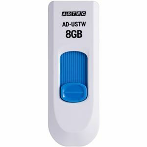 【新品】（まとめ）アドテック USB2.0スライド式フラッシュメモリ 8GB ホワイト/ブルー AD-USTW8G-U2R 1セット(10個)【×3セ