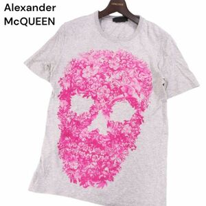 Alexander McQUEEN アレキサンダーマックイーン 花柄 フローラル スカル★ 半袖 Tシャツ カットソー Sz.M　メンズ グレー　I4T01291_4#D