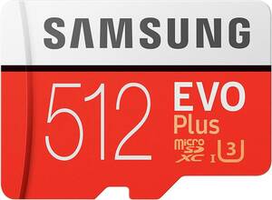 新品 １円～!! Samsung EVO plus microSDXC 512GB マイクロ SD SDカードアダプター付