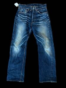 ２０/初期 DENIMEドゥニーム デニム ボタンフライ XX ジーンズ 赤耳 セルビッチ オリゾンティ レプリカ アメカジ 日本製　ひげ、アタリ