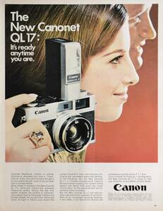 稀少・広告！1970年キャノン カメラ広告/Canon Canonet Ql 17 camera/昭和レトロ/C