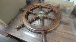 古い木製　アンティーク船　舵舵輪　店舗什器　カフェ　什器　古家具　インテリア　船舶
