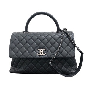 シャネル CHANEL ココハンドル32 A92992 ブラック キャビアスキン ハンドバッグ レディース 中古