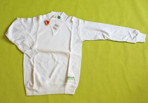 1402-8　昭和の体操着　白　長袖　140cm　日本製　コーマ糸使用　日本製　新古品　未使用　値段付き　エトワール海渡　　