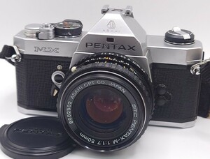 【R1-478】 PENTAX MX フィルム 一眼レフカメラ 前期型 シルバー ボディ レンズ SMC PENTAX-M 1:1.7 50mm ペンタックス［K523］ 