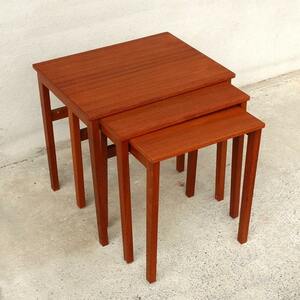 北欧ビンテージ木製ネストテーブル 小さいサイドテーブル3個組 ft0637