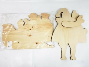 57▲a053☆2木製プレート　トールペイント　DIY　デコパージュ　ハンドクラフト素材　カントリー　2点セット　40cm程度　現状▲