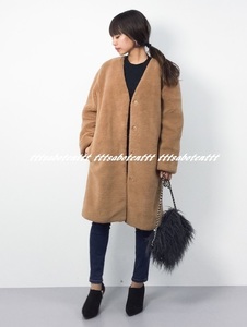 美品 Another Edition “FAKE BOA V/N COAT” フェイクボアコート M アナザーエディション