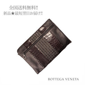 J126 BOTTEGA VENETA ボッテガヴェネタ イタリア製 ドキュメントケース イントレ ナッパ x リアルクロコ メンズ 新品 ★ 2129 ESPRESSO