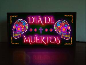 メキシコ メキシカンスカル 死者の日 カラベラ 骸骨 スカル ドクロ お祭り ランプ サイン ミニチュア 看板 玩具 置物 雑貨 LEDライトBOX