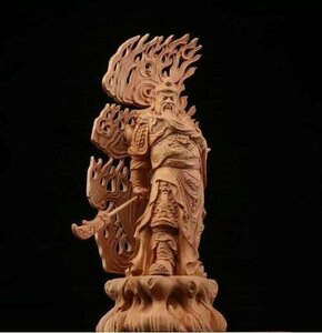 ★関羽像 精密彫刻 武財神 木彫仏像 美術品 仏教工芸 高さ約28cm