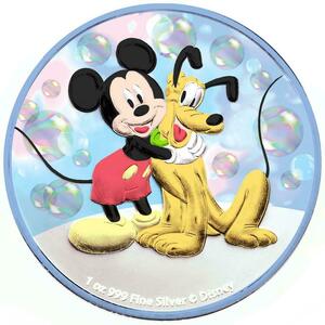 ニウエ　2020年　銀貨　2ドル　Mickey & Pluto - Bubbles -　@2-30