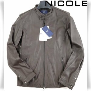 新品1円～★定価3.5万 ニコル セレクション NICOLE selection メンズ 羊革 ラムレザー ジャケット 46 M ライダース 本物 ◆9082◆