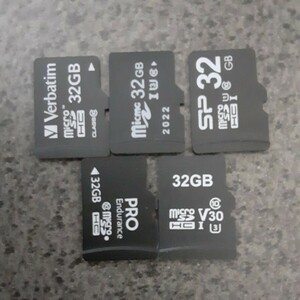 マイクロSDカード 32GB5枚　合計160GB 中古品、データ消去フォーマット済みです。