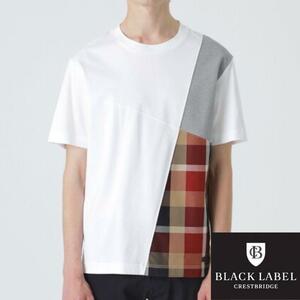 【新品タグ付き】ブラックレーベルクレストブリッジ パッチワーク半袖Tシャツ L