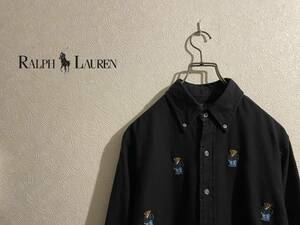 ◯ Ralph Lauren ポロベア 刺繍 BDシャツ / ラルフローレン タキシード デニム ボタンダウン ブラック 黒 S Mens #Sirchive