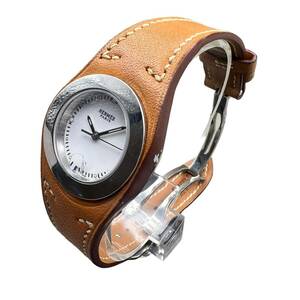 エルメス アーネ レディース腕時計 クオーツ ラウンド 白文字盤 革ベルト HA3.210 ロG 稼働品