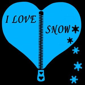 ハートジッパー型 【I LOVE SNOW】20cmスノーステッカー1