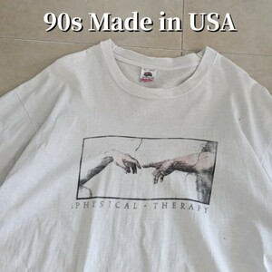 90s ミケランジェロ　プリント　Tシャツ　XL　シングルステッチ　 FRUIT OF THE LOOM　XL　アダムの創造