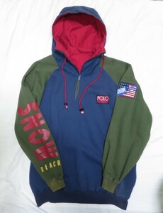 90s Polo Ralph Lauren Snow Beach sweat foody XL vintage original 92 93 SPORT ラルフローレン パーカー ビンテージ 