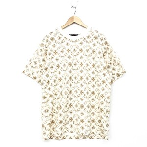 良好◆LOUIS VUITTON ルイヴィトン 半袖カットソー LL◆ ホワイト/ベージュ メンズ モノグラムプリント トップス RM232 NPG Tシャツ