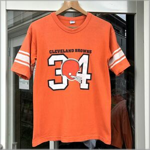 ★チャンピオン　70s　バータグ　USA製　フットボールＴシャツ　クリーブランドブラウンズ　size XL★検 ビンテージ NFL トリコタグ