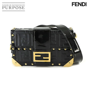 未使用 展示品 フェンディ FENDI バゲット トランク スモール ショルダー バッグ エナメル レザー ブラック 7VA507 90222632