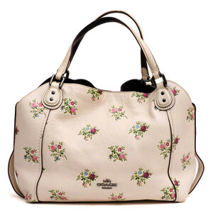 COACH コーチ トートバッグ 25620 Edie 28 with Cross Stitch Floral Print イーディー ポリッシュドペブルレザー 牛革 フローラルプリント